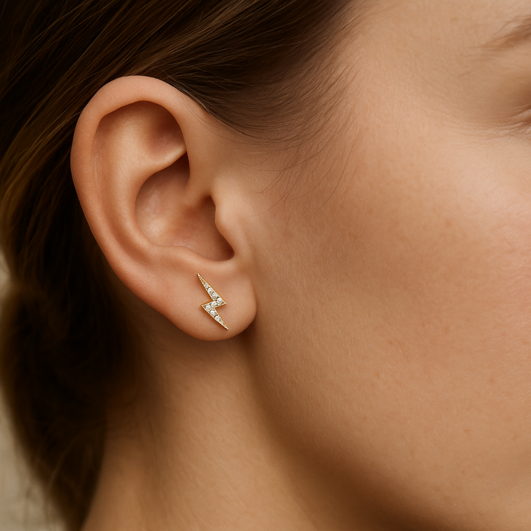 Thunder Yellow Gold Diamond Earrings