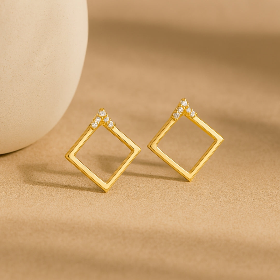 GeoLuxe Yellow Gold Diamond Earrings