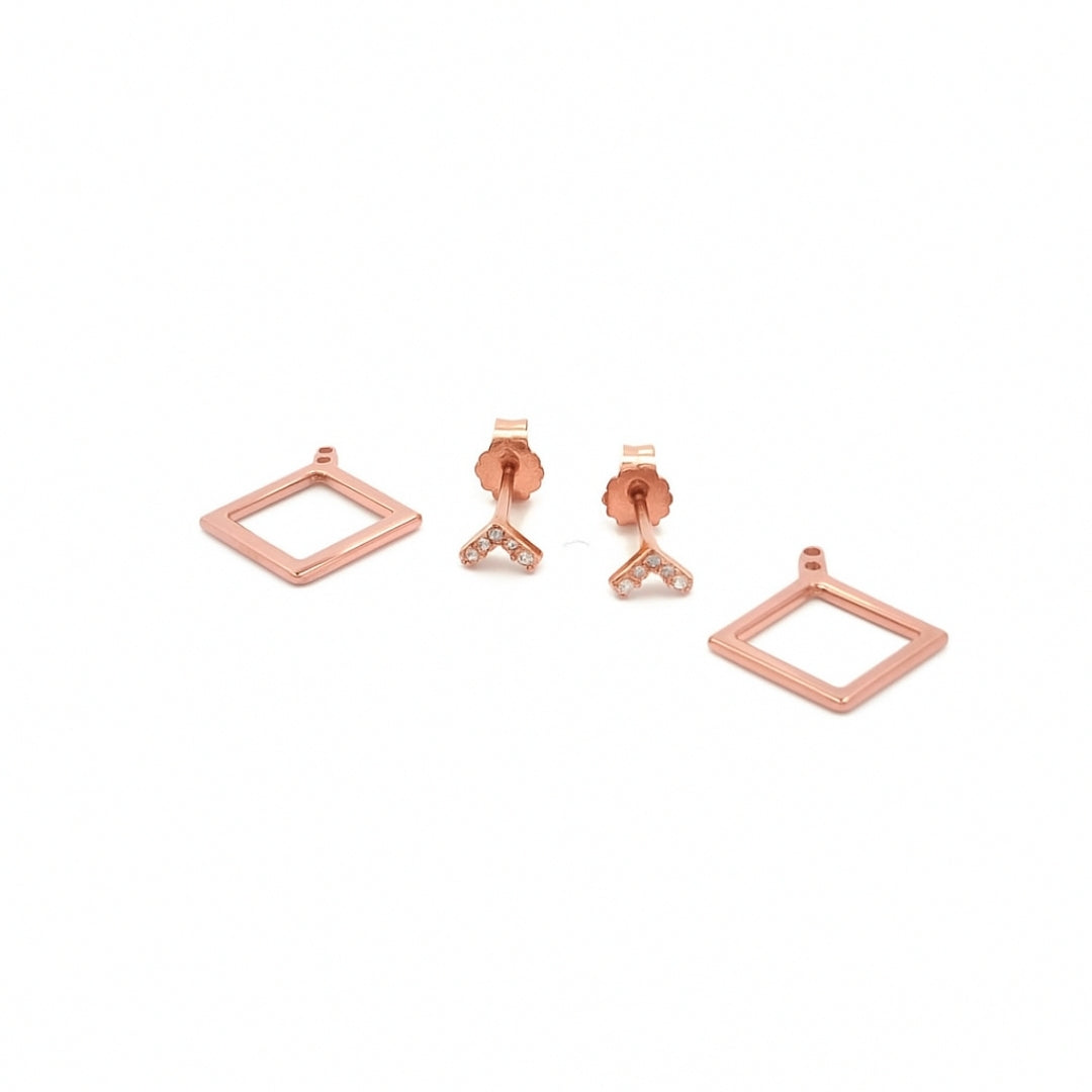 GeoLuxe Rose Gold Diamond Earrings
