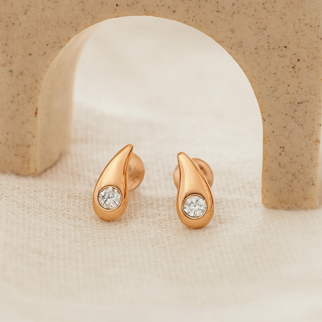 Lustre Drop Yellow Gold Diamond Earrings