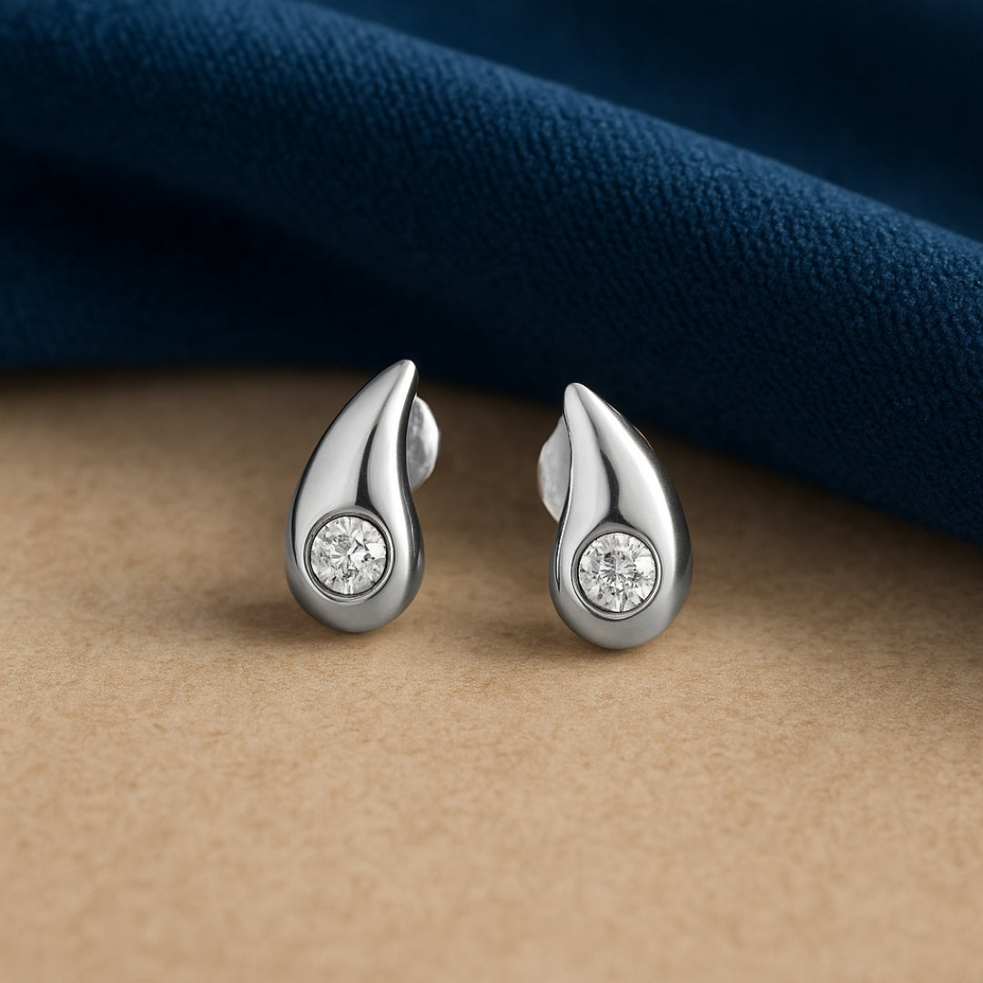 Lustre Drop White Gold Diamond Earrings