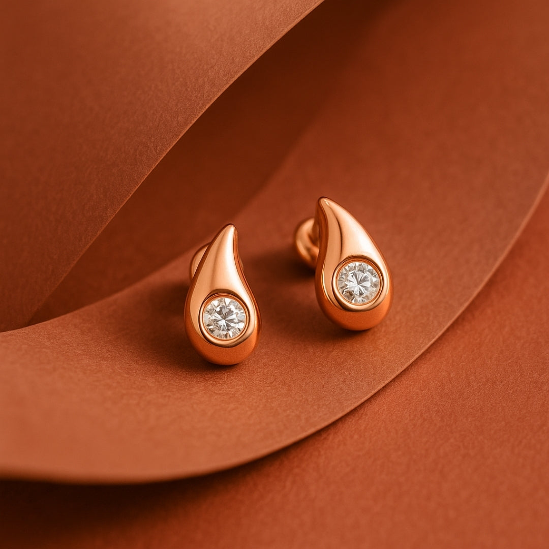 Lustre Drop Rose Gold Diamond Earrings